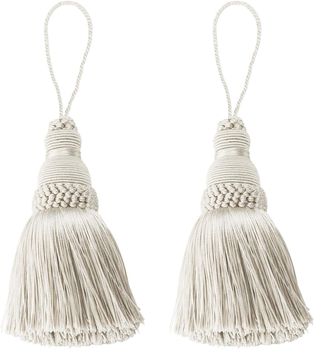 2Pcs Colorful Tassel Key Tassels DIY Accessories(Beige)