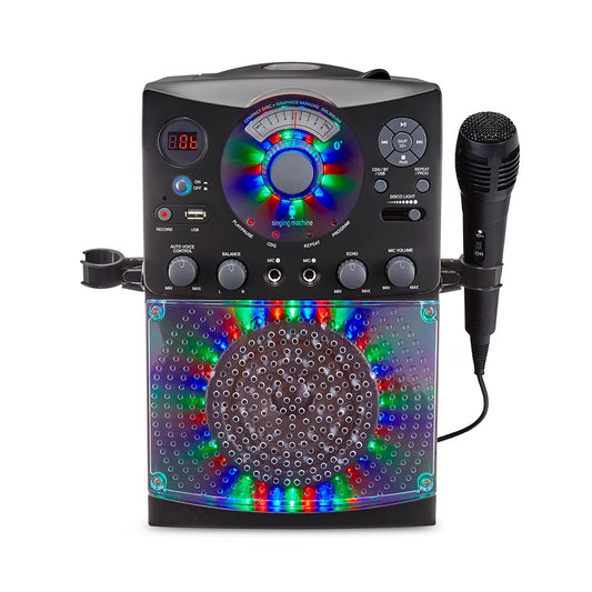 Singing Machine Karaoke Machine for Kids and Adults with Wired Microphone - Built-In Speaker with LED Disco Lights - Wireless Bluetooth, CD+G & USB Connectivity - Black [Amazon Exclusive] - PCTechSupply.com