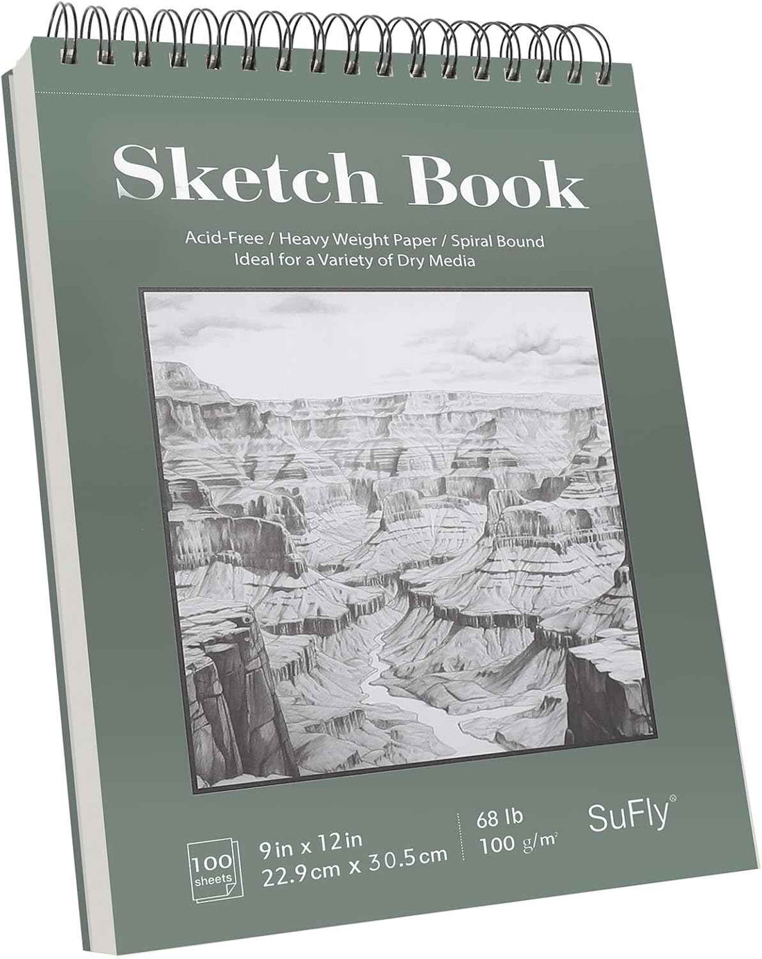 SuFly Sketch Book 9x12, 100-Sheet Drawing Paper Pad, 68lb/100gsm, Acid-Free