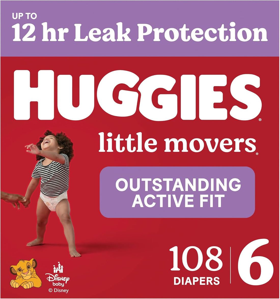 Huggies Little Movers Diapers Size 6, 108 Count (2 Packs of 54)
