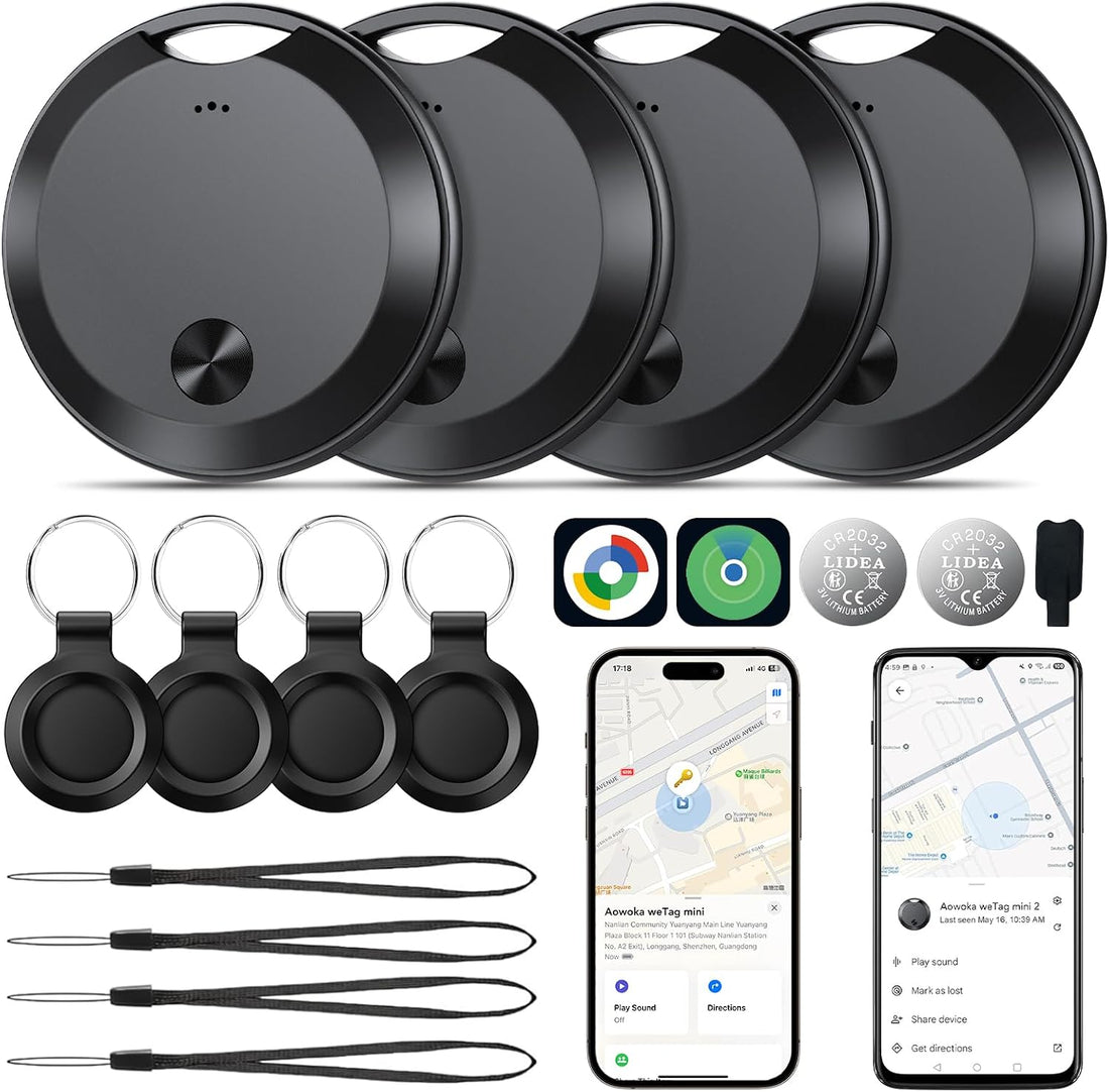 2026 Air Tracker Tags Item Locator for Android & iOS Bluetooth Tracker Smart Tags Compatible with Apple Find My (iOS) & Google's Find Hub(Android) for Keys, Luggage, Wallet, Vehicles Black (4 Pack)