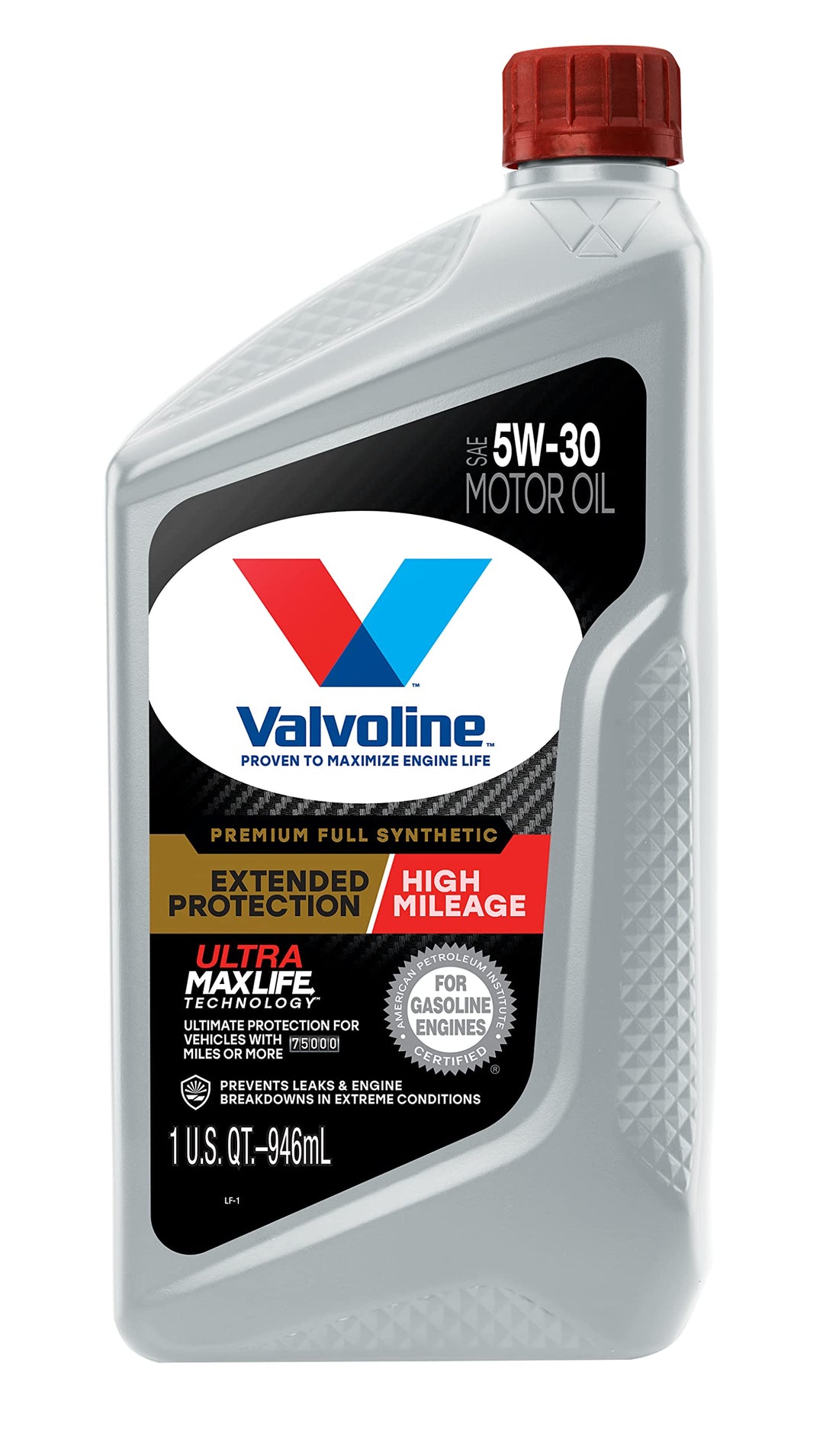Valvoline Extended Protection High Mileage with Ultra MaxLife Technology 5W-30 Full Synthetic Motor Oil 1 QT Automotive