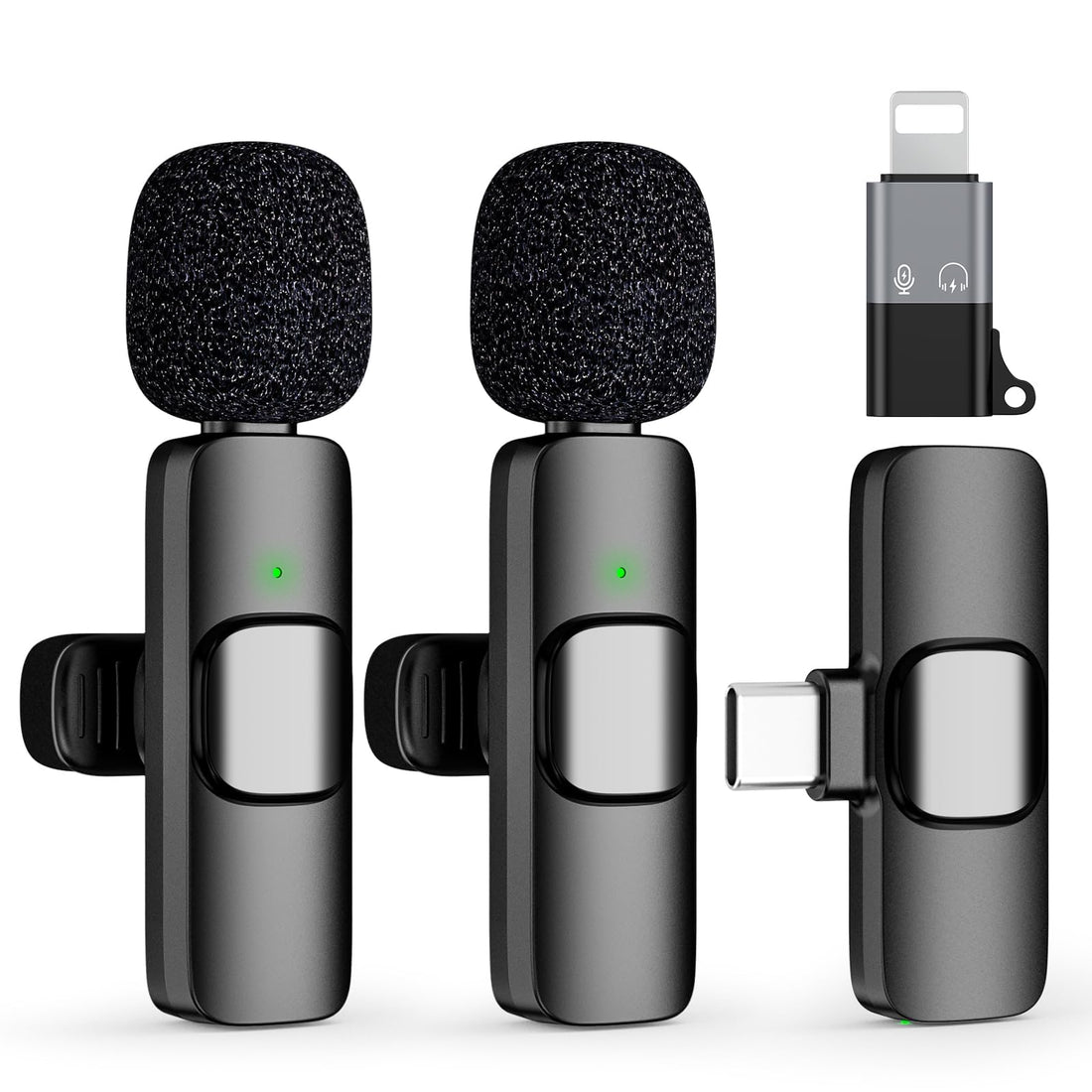 USB C Mini Wireless Lavalier Microphone for iPhone 15 16, iOS and Android Devices - Noise Reduction Lapel Mic for Recording,