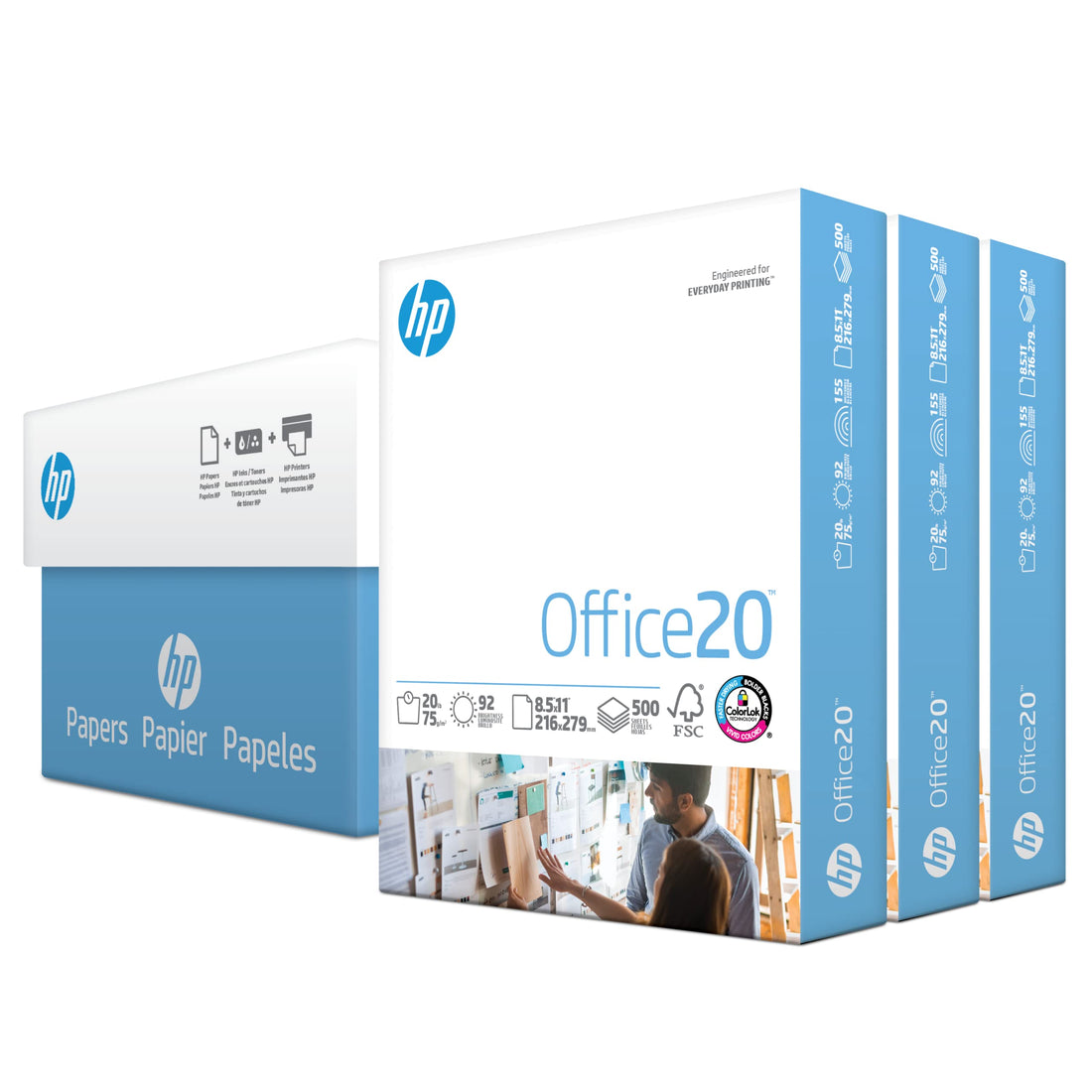 HP Printer Paper | 8.5 x 11 Paper | Office 20 lb | 3 Ream Case - 1500 Sheets | 92 Bright | Made in USA - FSC Certified | 112090C, White - PCTechSupply.com
