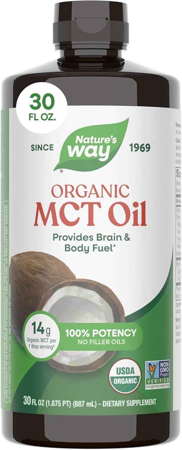 Nature's Way Organic MCT Oil, Brain and Body Fuel*, Keto & Paleo, 30 Fl Oz
