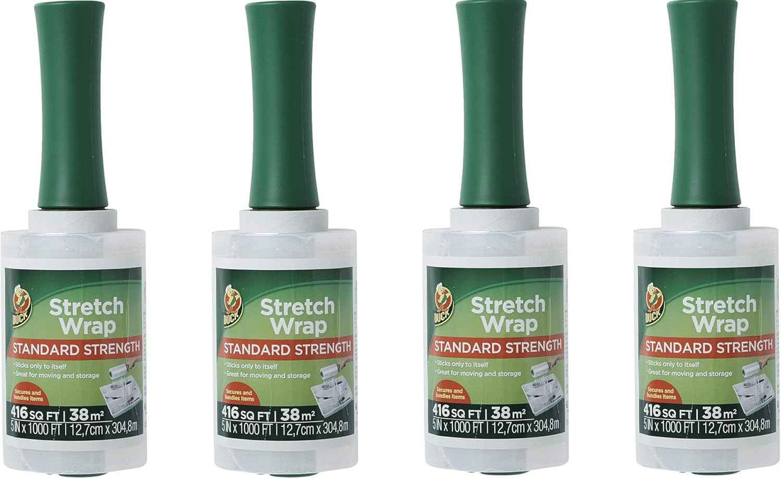 Duck Brand Stretch Wrap Roll, Clear, 5 inches by 1000 feet, 285849, Set of 4