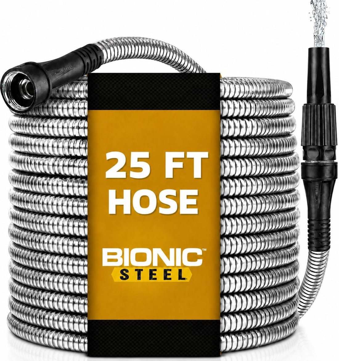 BIONIC STEEL 25 Ft Metal Garden Hose with Sprayer Nozzle