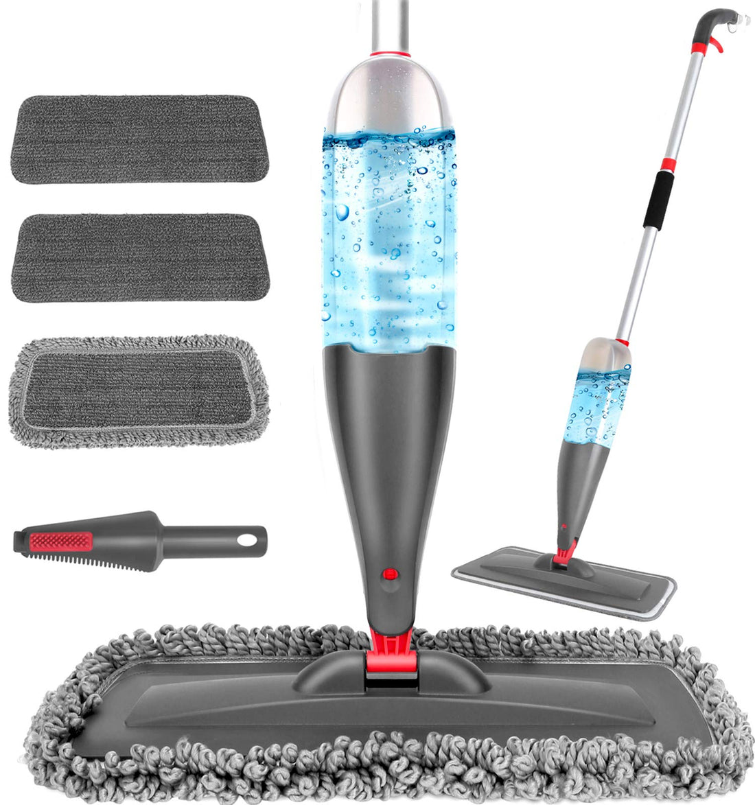 Spray Mop for Floor Cleaning with 3pcs Washable Pads - Wet Dry Microfiber Mop with 800 ml Refillable Bottle for Kitchen Wood