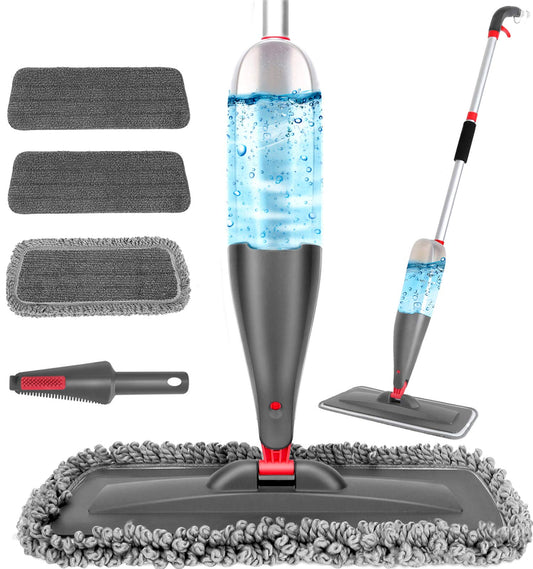 Spray Mop for Floor Cleaning with 3pcs Washable Pads - Wet Dry Microfiber Mop with 800 ml Refillable Bottle for Kitchen Wood