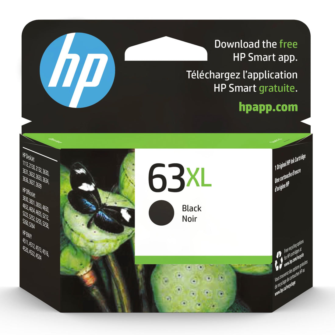 HP 63XL Black High-yield Ink Cartridge | Works with HP DeskJet 1112, 2130, 3630 Series; HP ENVY 4510, 4520 Series; HP OfficeJet 3830, 4650, 5200 Series | Eligible for Instant Ink | F6U64AN - PCTechSupply.com