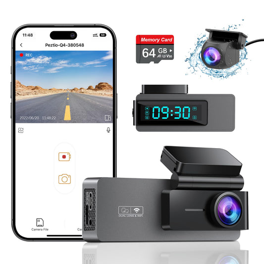 ARIFAYZ Dash Cam Front and Rear 4K+1080P, Free 64GB Card, Built-in WiFi, Dash Camera for Cars, Car Camera, Dual Dashcams for