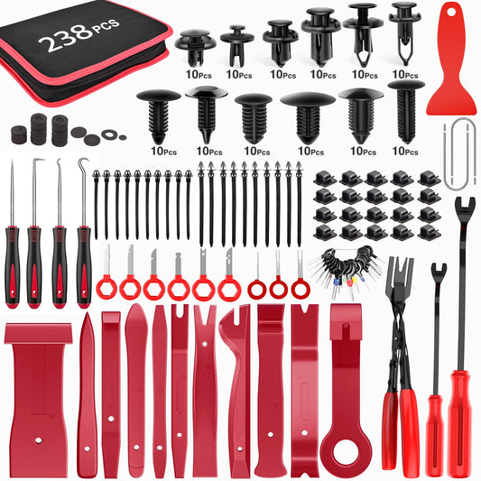 GOOACC 238Pcs Trim Removal Tool, Auto Push Pin Bumper Retainer Clip Set Fastener Terminal Remover Tool Adhesive Cable Clips