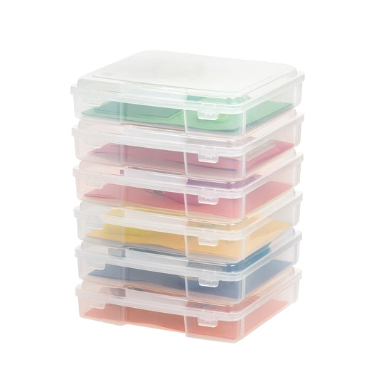 IRIS USA Portable Board Game Organizer Plastic Project Storage Case Box with Snap-Tight Latch, 6-Pack, Fits 8.5" x 11" Papers, for A4 Papers Magazine Document Craft Hobby Art Supplies, Thick, Clear - PCTechSupply.com
