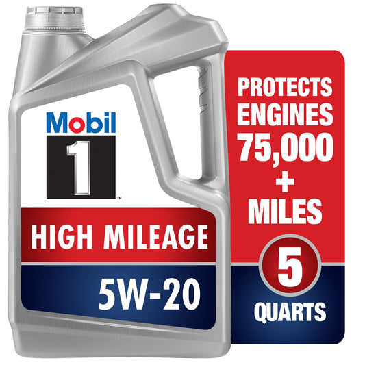 Mobil 1 High Mileage Full Synthetic Motor Oil 5W-20, 5 Quart - PCTechSupply.com