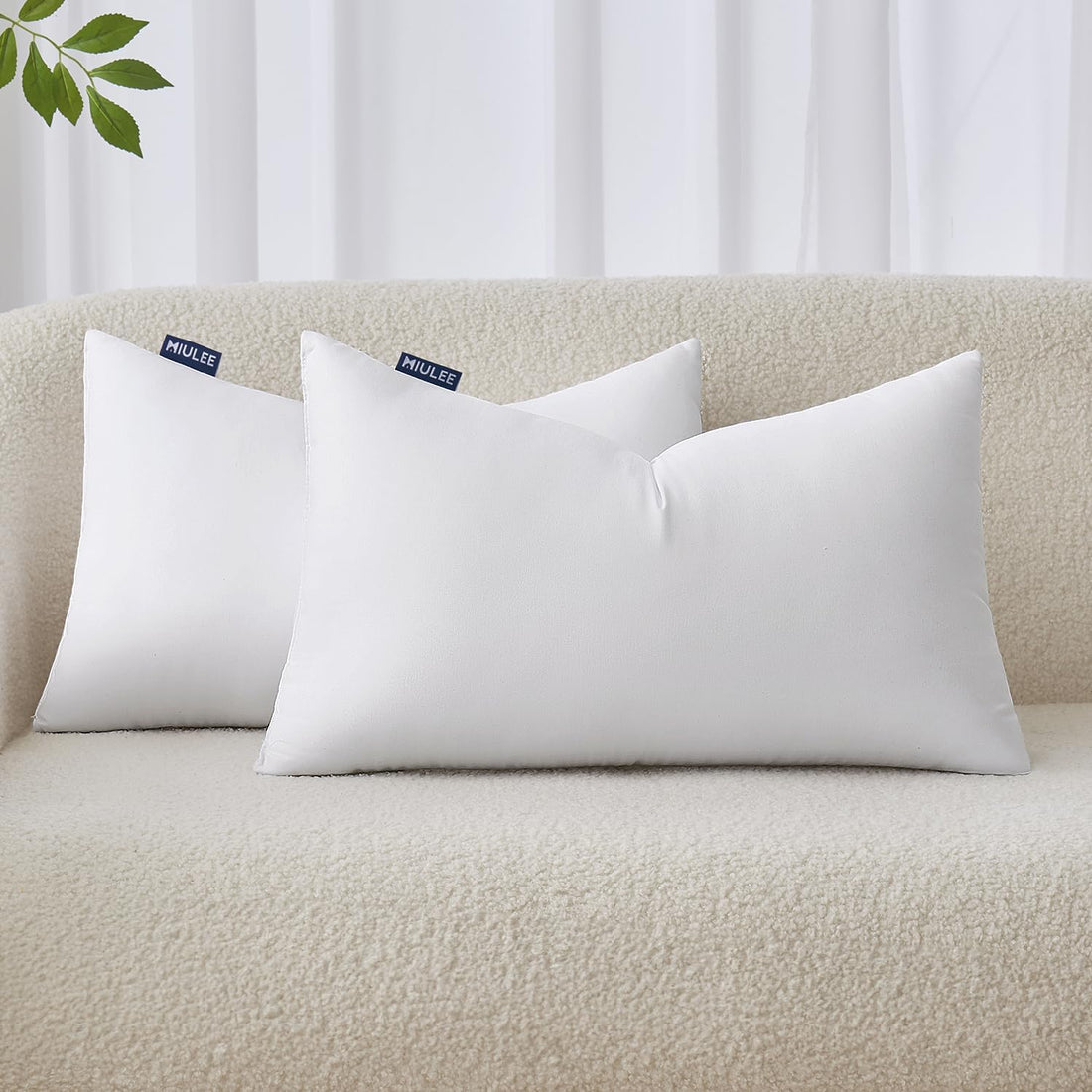 MIULEE 12x20 Pillow Inserts Set of 2, Throw Pillows for Sofa Couch Bed