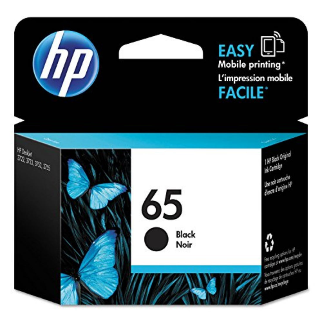 HP 65 Black Ink Cartridge | Works with HP AMP 100 Series, HP DeskJet 2600, 3700 Series, HP ENVY 5000 Series | Eligible for Instant Ink | N9K02AN - PCTechSupply.com