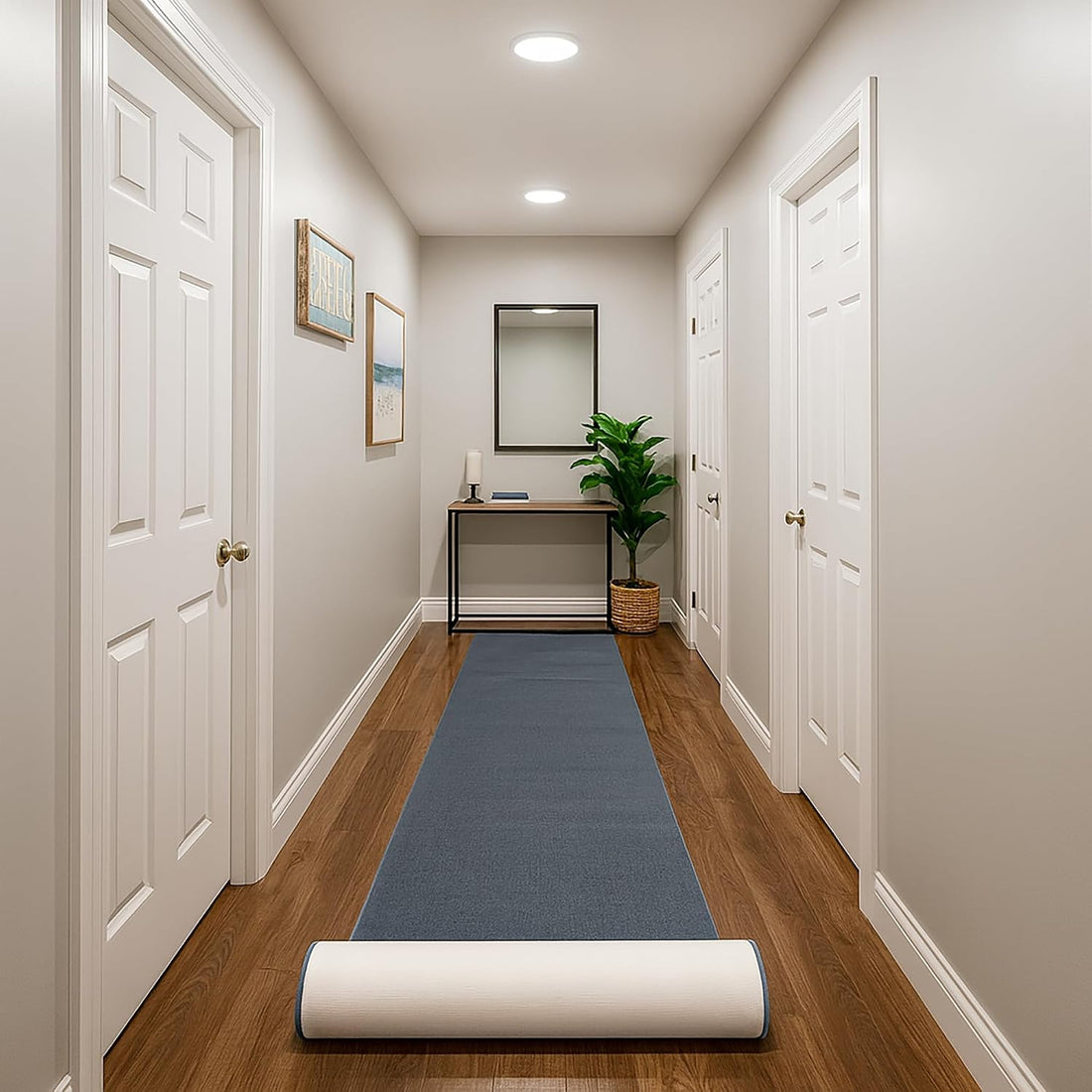 Kapaqua Custom Size Solid Plain Rubber Backed Non-Slip Hallway Stair Runner Rug Carpet Grey, 22in x 6ft