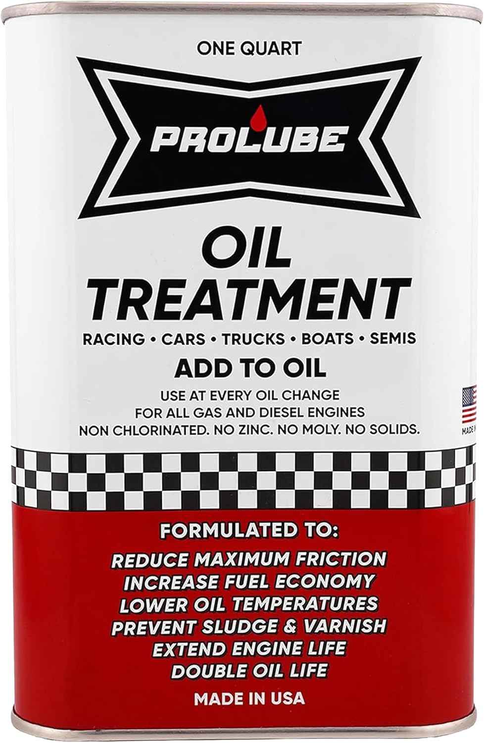 Prolube Oil Treatment - Engine Oil Additive for Gas & Diesel Engines - Reduces Wear, Noise, Vibration - Boosts Fuel Economy & Horsepower - Works on Transmissions & Differentials (1QT)