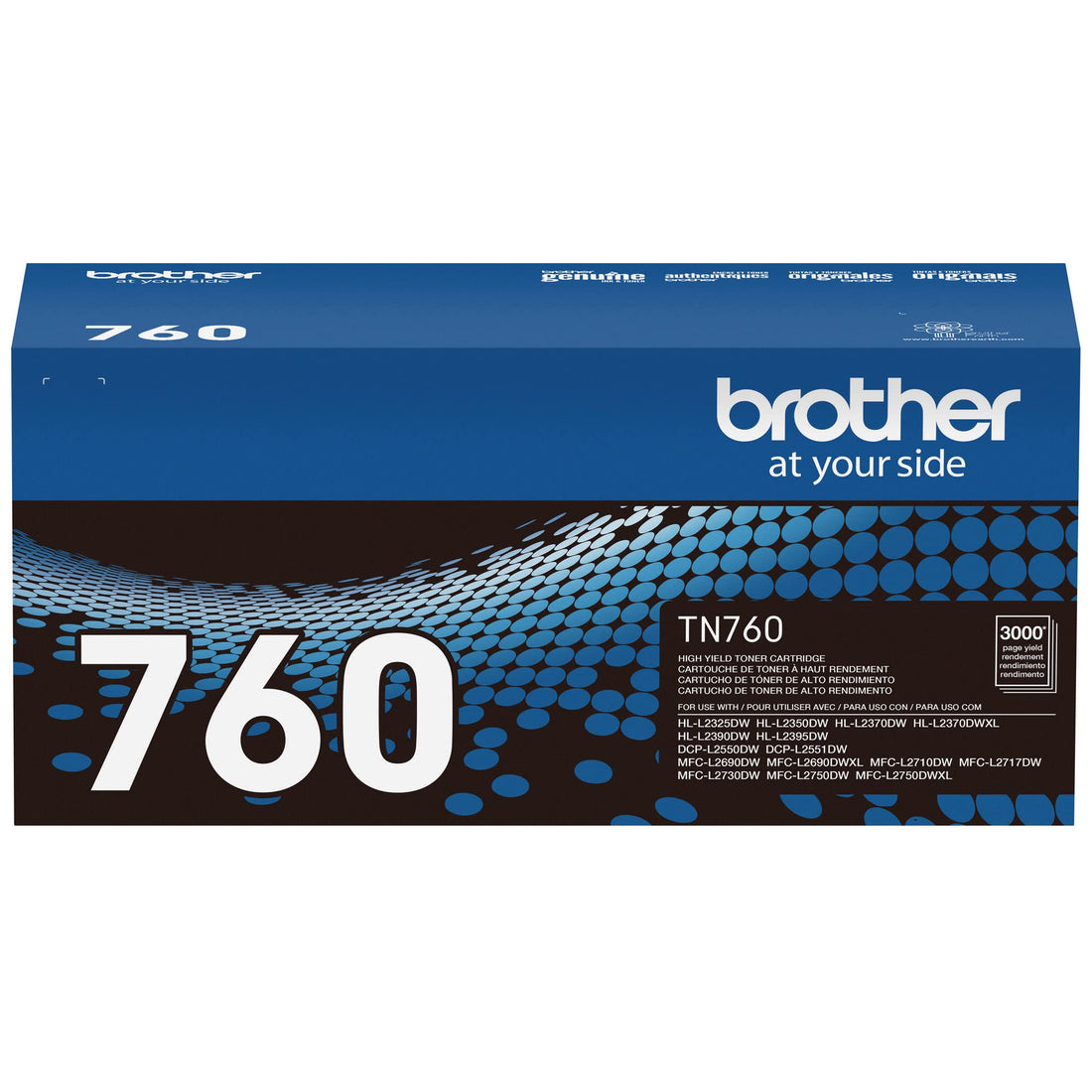Brother Genuine TN760 High Yield Black Toner Cartridge, (For use with MFC-L2710DW MFC-L2750DW HL-L2350DW HL-L2370DW HL-L2395DW HL-L2390DW DCP-L2550DW Printers) - PCTechSupply.com