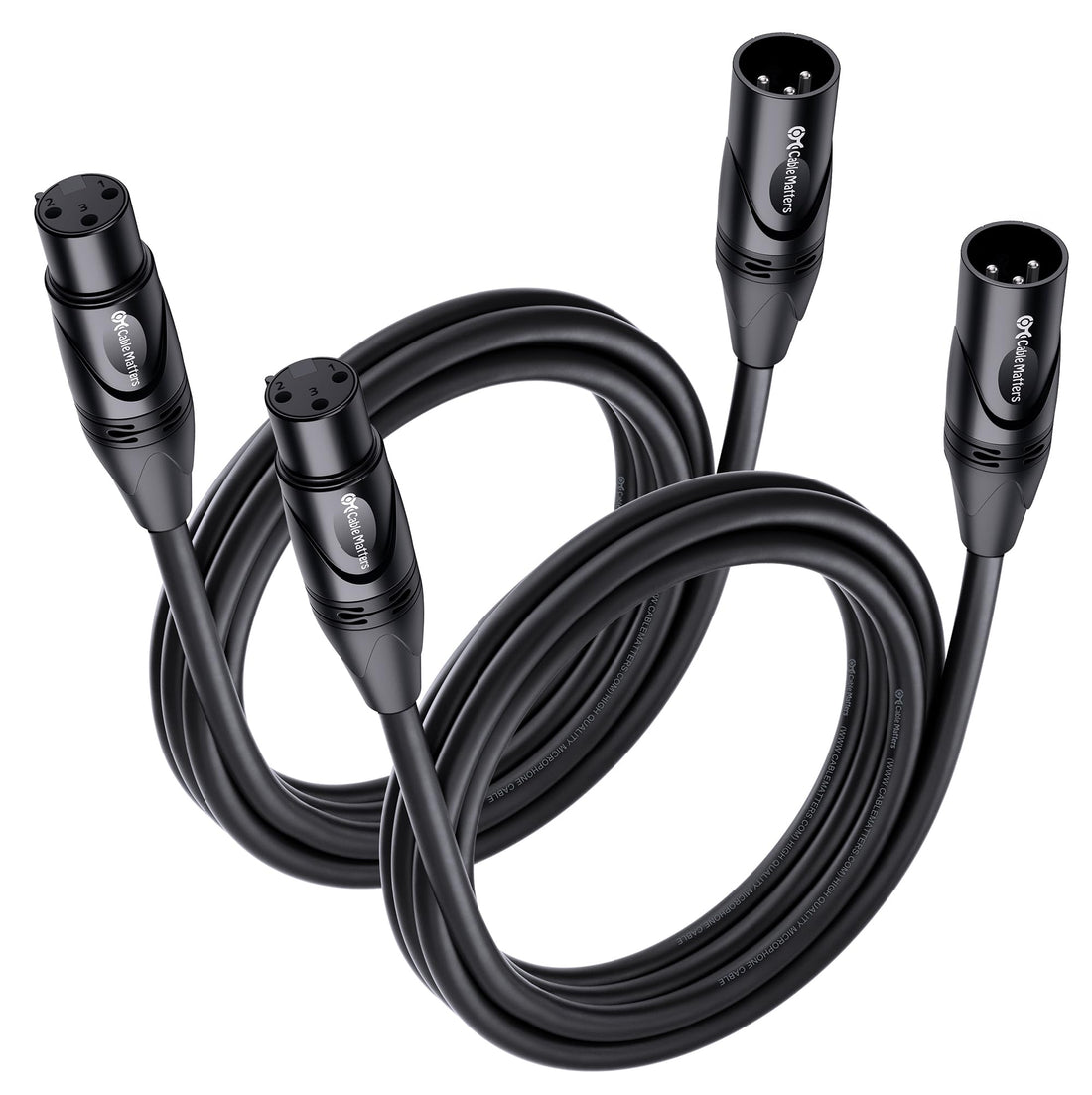 Cable Matters 2-Pack Premium XLR to XLR Cables, XLR Microphone Cable 6 Feet, Oxygen-Free Copper (OFC) XLR Male to Female Cord, Mic Cord, XLR Speaker Cables, Black - PCTechSupply.com