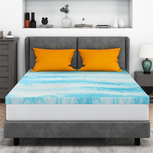Mattress Topper Queen, 3 Inch Gel Memory Foam Bed Topper for Queen Size Bed, CertiPUR-US Certified, Blue Furniture by IULULU