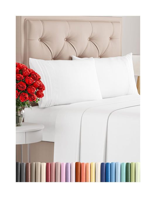 Queen Size 4 Piece Sheet Set - Comfy Breathable & Cooling Sheets - Hotel Luxury Bed Sheets for Women, Men, Kids & Teens - Deep Pockets, Easy-Fit, and Wrinkle Free Sheets - White Oeko-Tex Bed Sheet Set - PCTechSupply.com