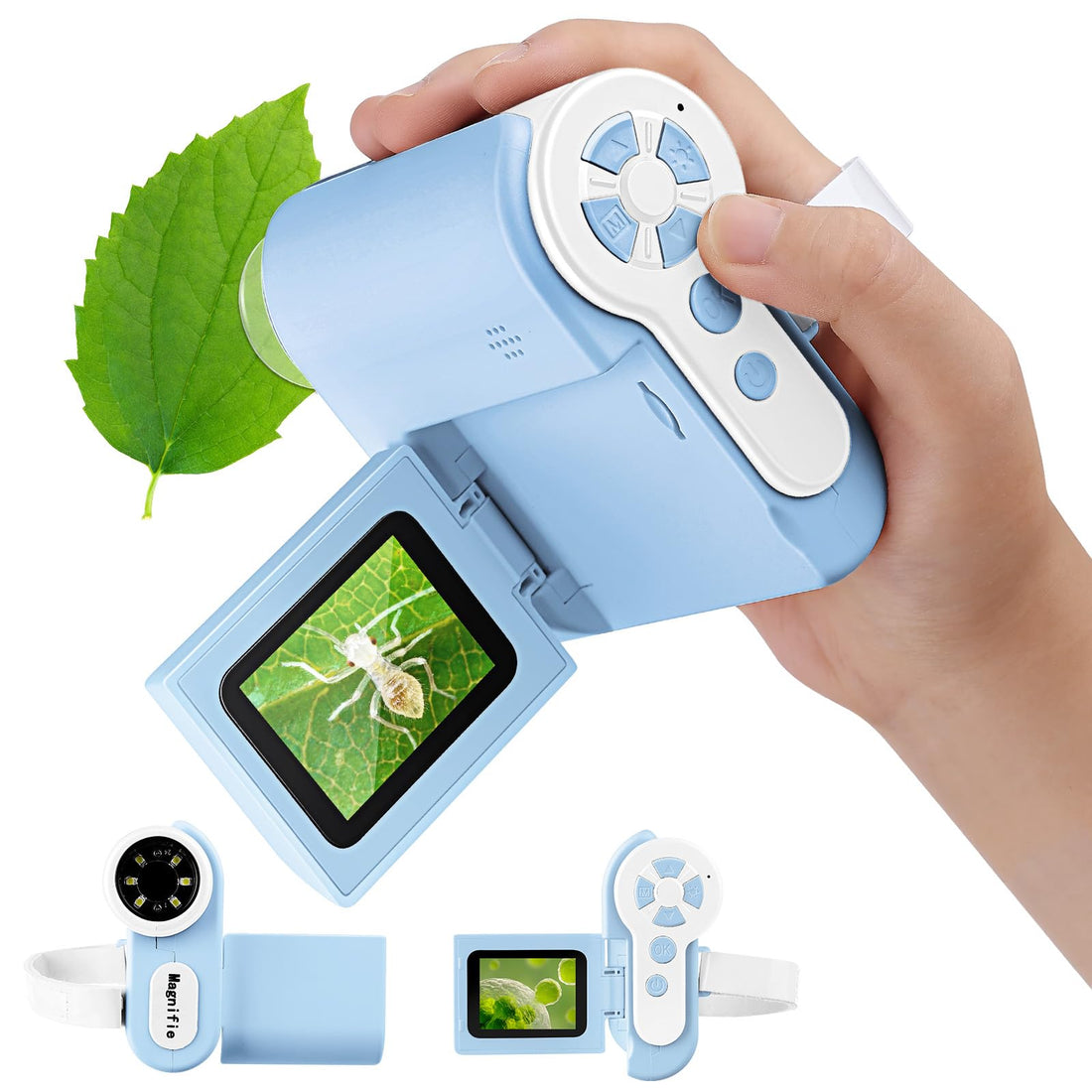 Barchrons Microscope for Kids, 1000X Handheld Kids Microscope with 6 Adjustable LED Lights, Valentines Day Gifts for Kids