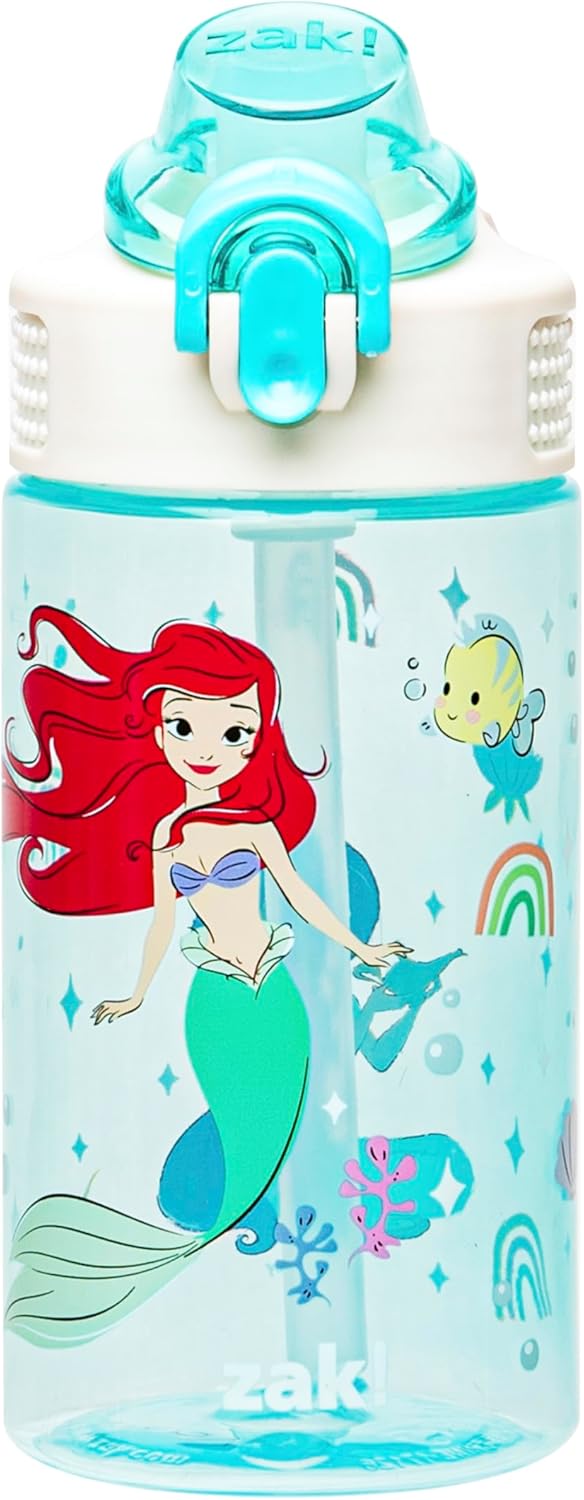 Zak Designs Disney Princess Sage 16oz Leak-Proof Straw Kids Water Bottle