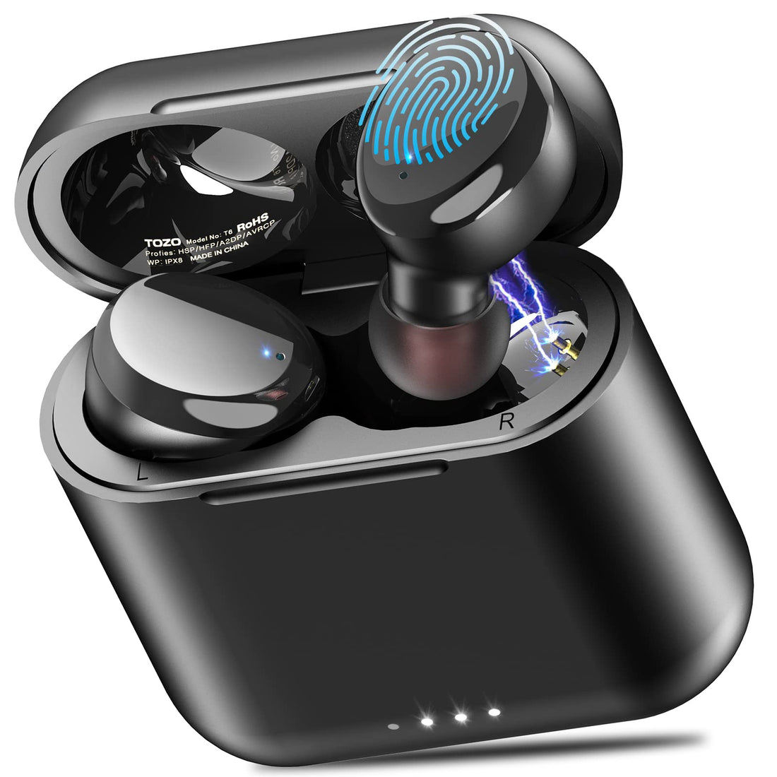 TOZO T6 True Wireless Earbuds Bluetooth 5.3 Headphones 45H Long Playtime, Wireless Charging Case, IPX8 Waterproof Stereo