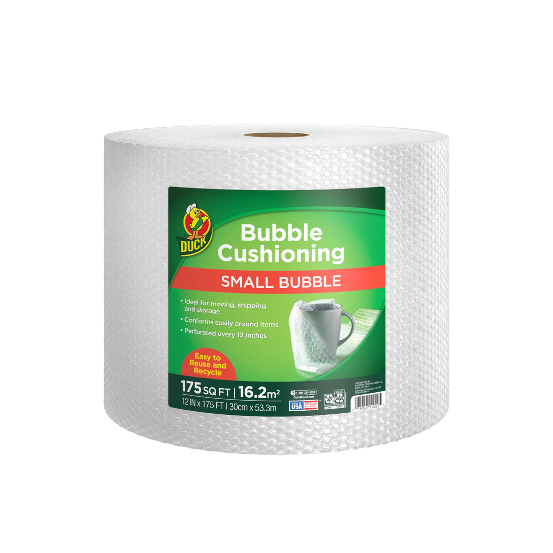 Duck Brand Small Bubble Cushioning Wrap for Moving & Shipping - 175 FT Bubble Packing Wrap for Extra Protection Packaging