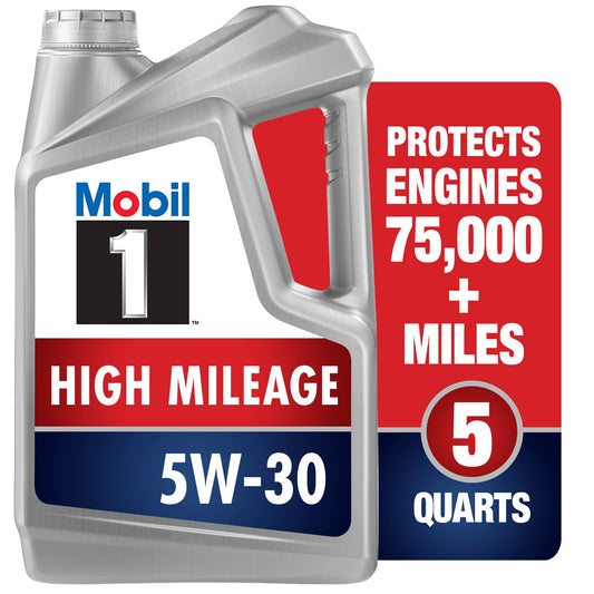 Mobil 1 High Mileage Full Synthetic Motor Oil 5W-30, 5 Quart - PCTechSupply.com