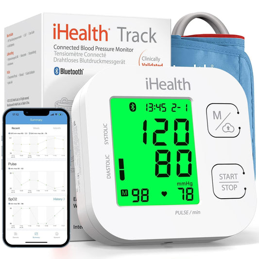iHealth Track Smart Upper Arm Blood Pressure Monitor with Wide Range Cuff That fits Standard to Large Adult Arms, Bluetooth Compatible for iOS & Android Devices - PCTechSupply.com