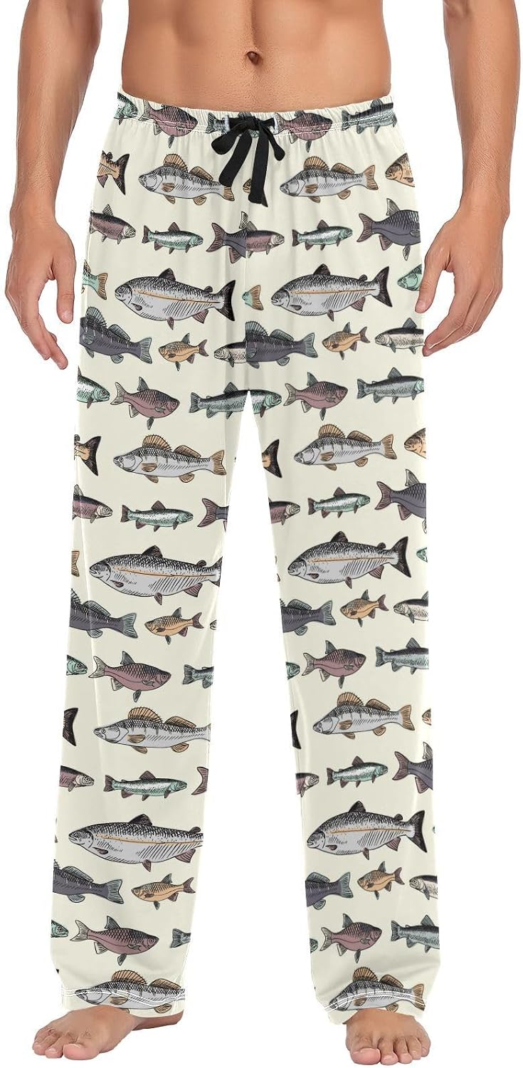 Fisyme Mens Pajama Pants Men's Pajama Bottoms Soft Sleep Lounge Pj Pants