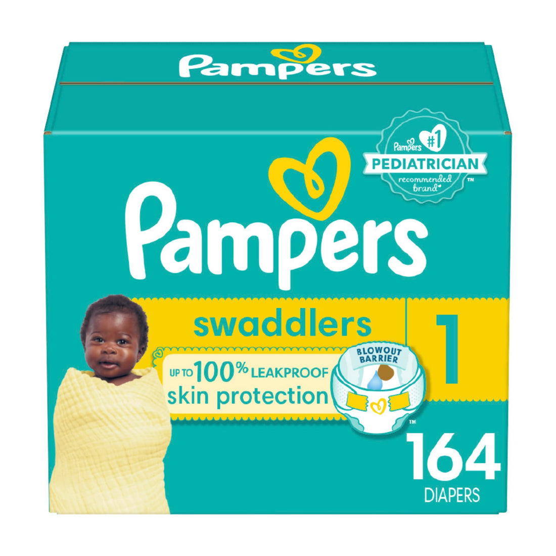 Pampers Swaddlers Diapers - Size 1, 164 Count, Ultra Soft Disposable Baby Diapers Drugstore by Pampers