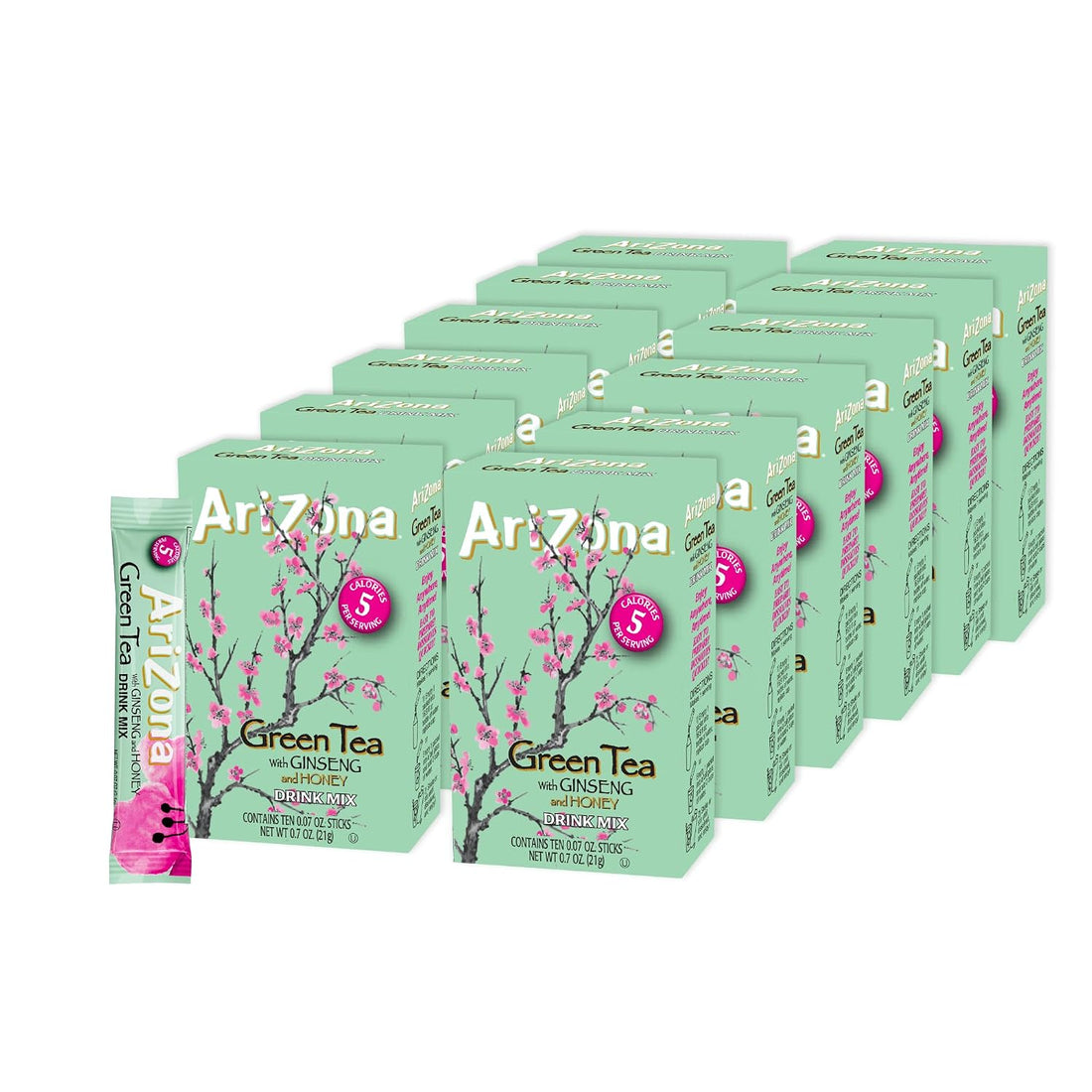 AriZona Green Tea On-the-Go Powder Drink Mix 0.07oz 10ct Box (12 Pack)