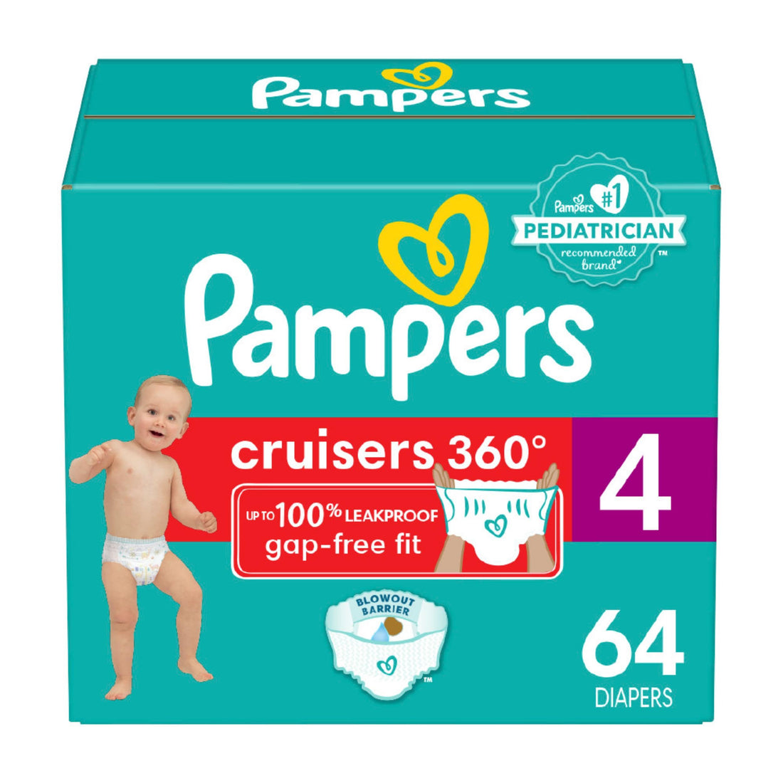 Pampers Cruisers 360 Diapers - Size 4, 64 Count, Pull-On Disposable Baby Diapers, Gap-Free Fit Drugstore by Pampers