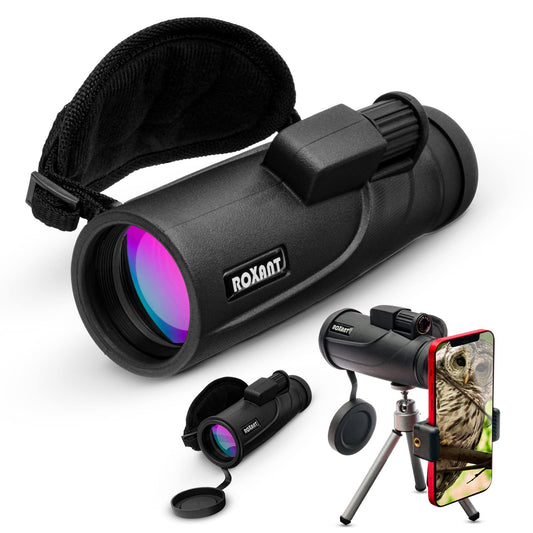 Roxant Falcon Monocular Telescope for Smartphone - 10x42 High Definition BAK4 Prism Focusing Scope - Monoculars for Adults -