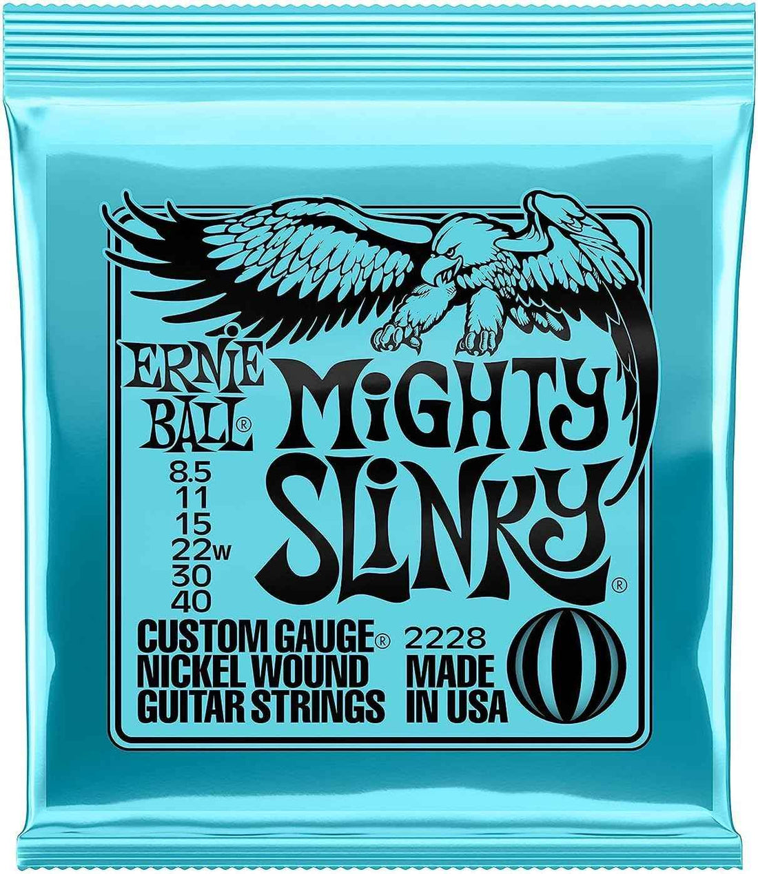 Ernie Ball Mighty Slinky Nickel Wound Electric Guitar Strings, 8.5-40 Gauge (P02228)