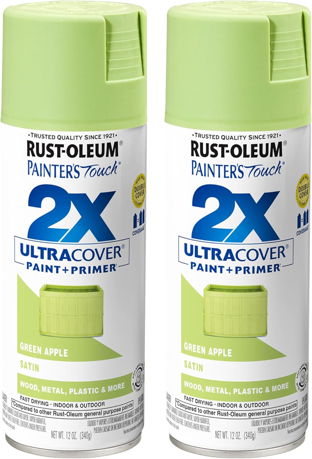 Rust-Oleum Painter's Touch 2X Ultra Cover Spray Paint, Satin Green Apple