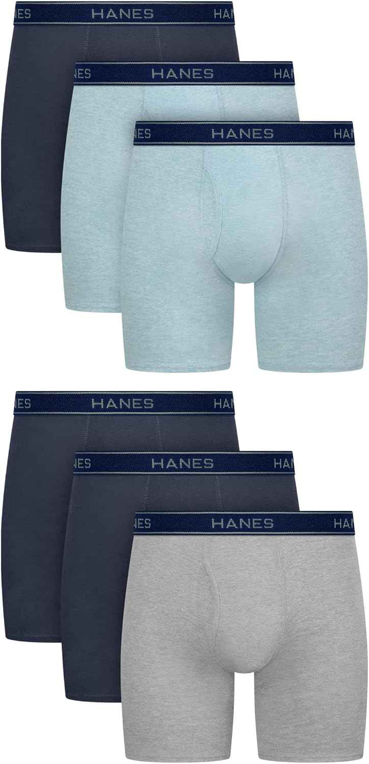 Hanes mens Underwear Boxer Briefs Pack, Cool & Breathable Cotton Moisture-wicking Underwear for Men, No Ride Up