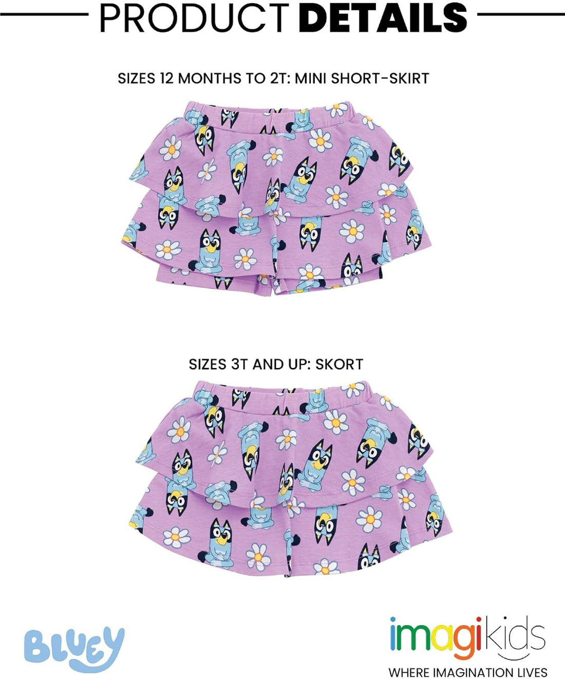Bluey Floral 2 Pack Skorts Infant to Big Kid