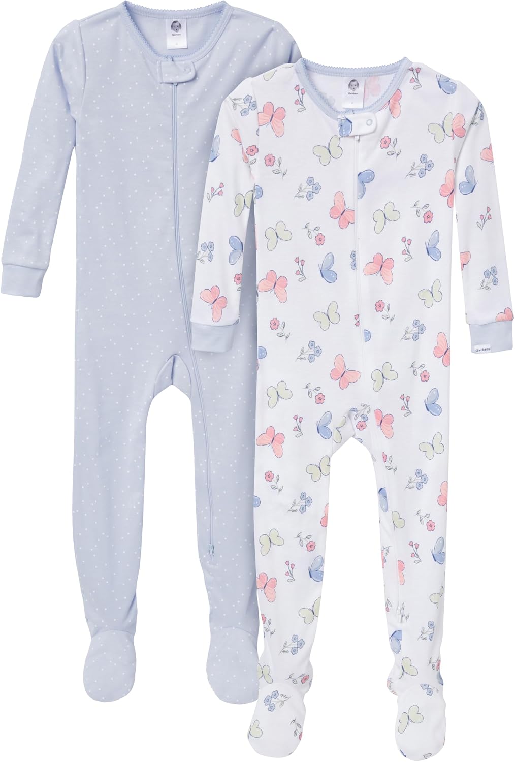 Gerber Baby Girls 2-Pack Footed Pajamas