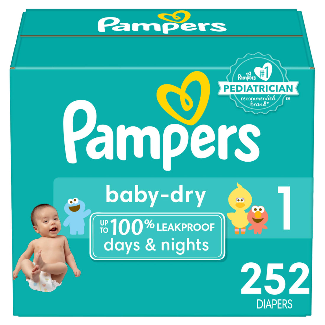 Pampers Baby Dry Diapers - Size 1, One Month Supply (252 Count), Absorbent Disposable Diapers - PCTechSupply.com