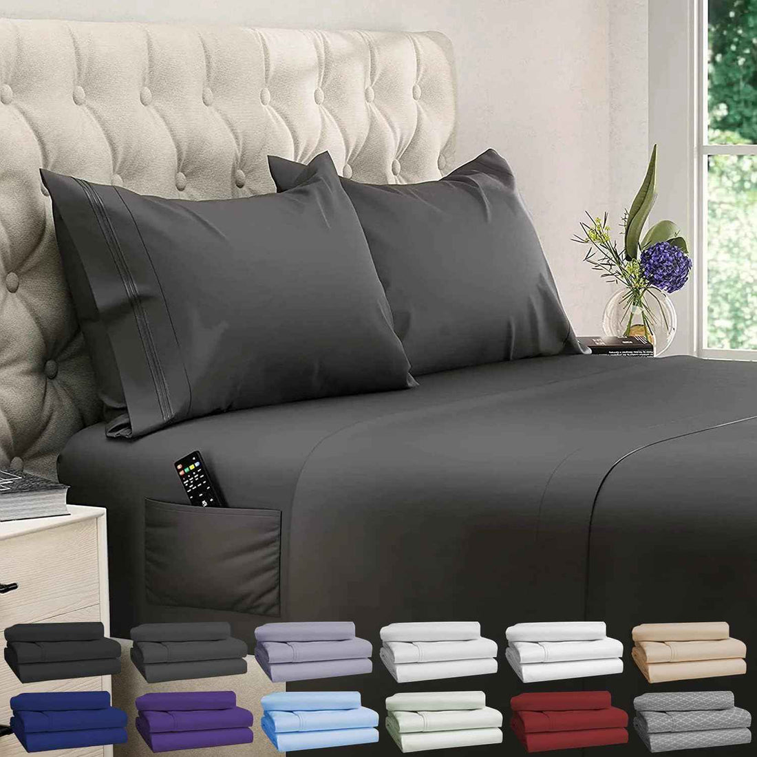 DREAMCARE Twin XL Sheets - Twin XL - Extra Deep - Gray