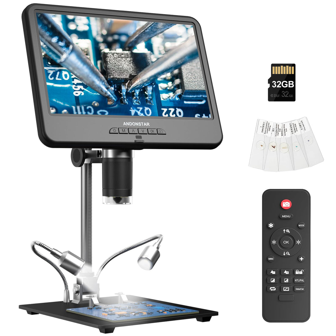 Andonstar AD210 10.1 Inch LCD Digital Microscope for Adults, Soldering Microscope for Electronics Repair, Coin Microscope