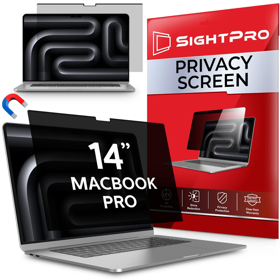 SightPro Magnetic Privacy Screen for MacBook Pro 14 Inch (2021-2024, M1, M2, M3, M4, Pro, Max) Removable Laptop Privacy