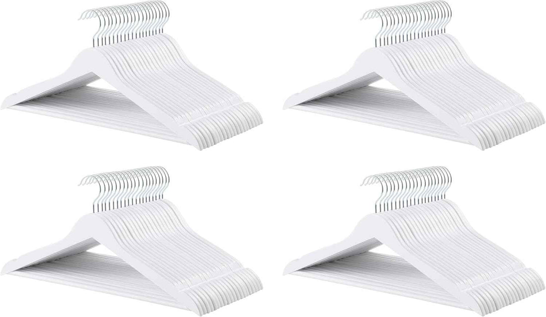 Amazon Basics Durable Wooden Clothes Hangers,White,(Pack of 80)