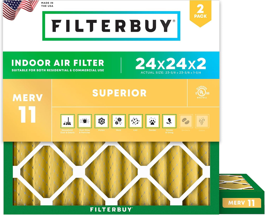 Filterbuy 24x24x2 Air Filter MERV 11 Pet & Allergy Defense (2-Pack)