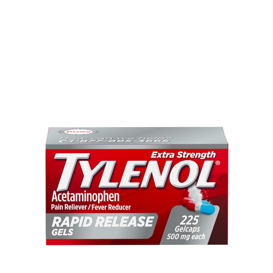 Tylenol Extra Strength Acetaminophen Rapid Release Gels, Pain Reliever and Fever Reducer Medicine, Gelcaps with Laser-Drilled Holes, 500 mg Acetaminophen, 225 Count - PCTechSupply.com