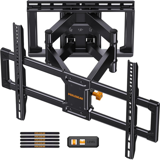 Perlegear UL Listed Full Motion TV Wall Mount for 42-85 inch TVs up to 132 lbs, TV Mount with Dual Articulating Arms,